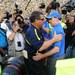 Michigan head coach Brady Hoke greets Air Force head coach Troy Calhoun at center field after Michigan beat Air Forve 31-25 at Michigan Stadium on Saturday. Melanie Maxwell I AnnArbor.com